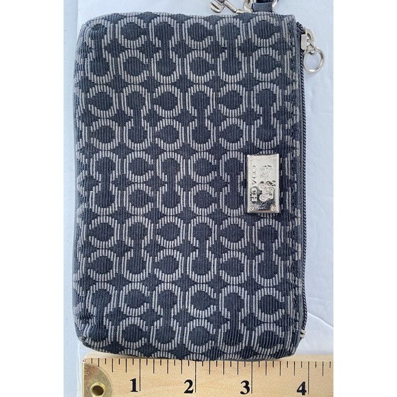 Coach Art Op Black & White Signature C Logo Leather Trim Wristlet Wallet - Picture 13 of 16